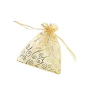 50Pcs 3x4 Inch Organza Gift Bags Gold Rattan Sheer Organza Bag Mesh Favor Bags Drawstring Jewelry Mesh Bags Pouches for Wedding Party Favors Baby Shower Christmas Gifts Candy Bags